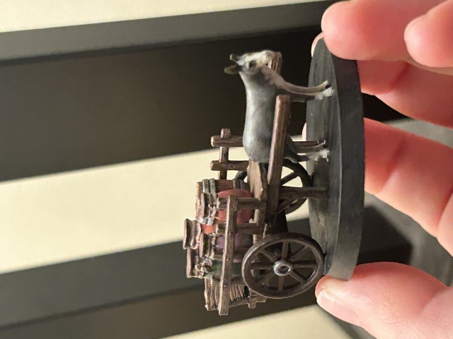 Donkey with a cart miniature.